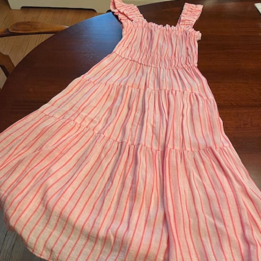 Zara Dresses | Zara Kids | Pink | Linen Blend Striped Dress | Size 11-12